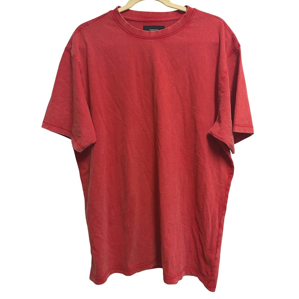 Reserved Supply Relaxed Fit Acid Wash Red T-Shirt Short‎ Sleeve Cotton XL